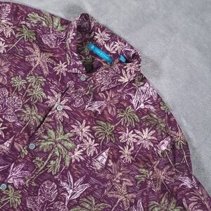 Tori Richard Shirt Men Large Purple Red Floral Aloha Cotton Lawn Hawaii USA